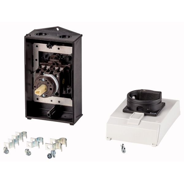 T0-2-8900/I2H/MBS/SVB-SW Main switch, T0, 20 A, surface mounting, 2 contact unit(s), 3 pole + N, STOP function, With black rotary handle and locking ring, Lockable in the 0 (O image 1