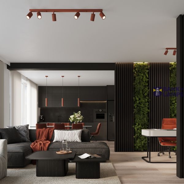 Elegant KARBON pendant lamp with three pendants, red ceiling plate, 3xGU10 image 6