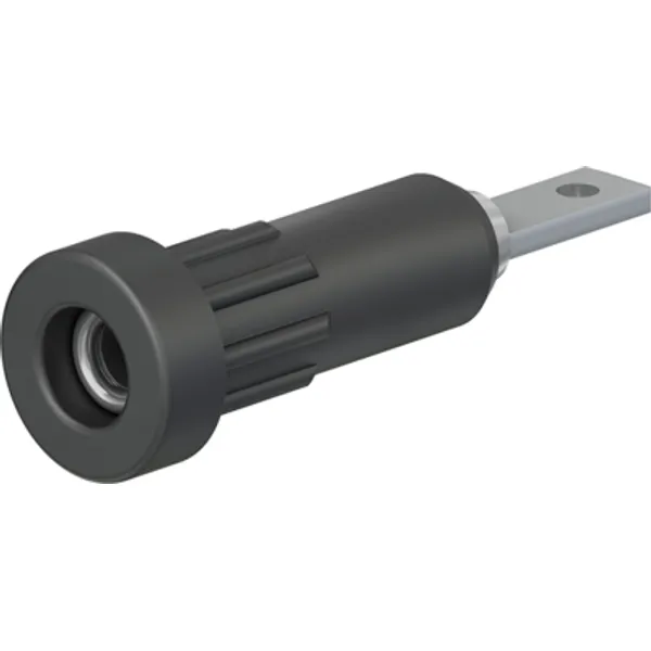 2 mm panel socket, flat plug connection, mounting Ø 4.9 mm, gray, 23.1021-28 image 1