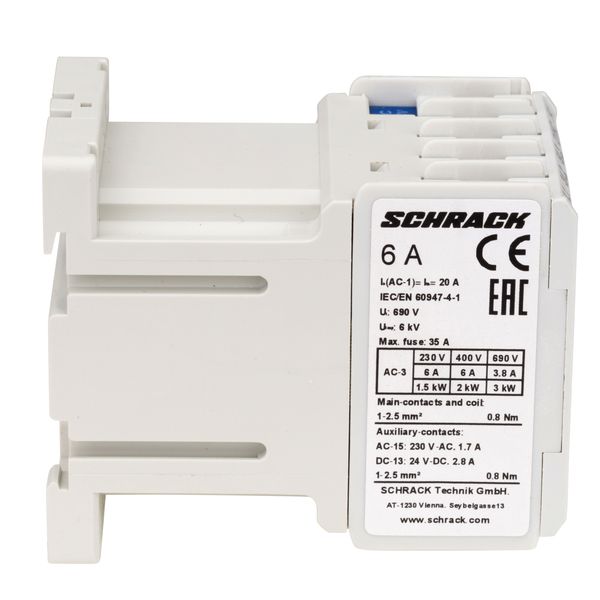 Contactor 3-pole, CUBICO Mini, 2,2kW, 6A, 1NC, 24VDC image 4