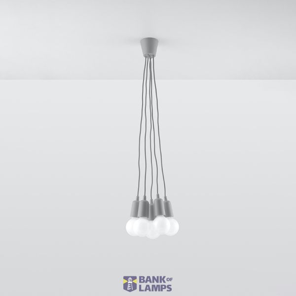 HANGING LAMP DIEGO 5 GRAY E27 5X60W IP20 image 10