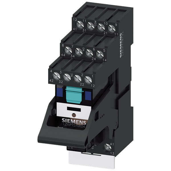 Plug-in relay complete unit 24 V DC, 4 change-over contacts LED module red base image 1