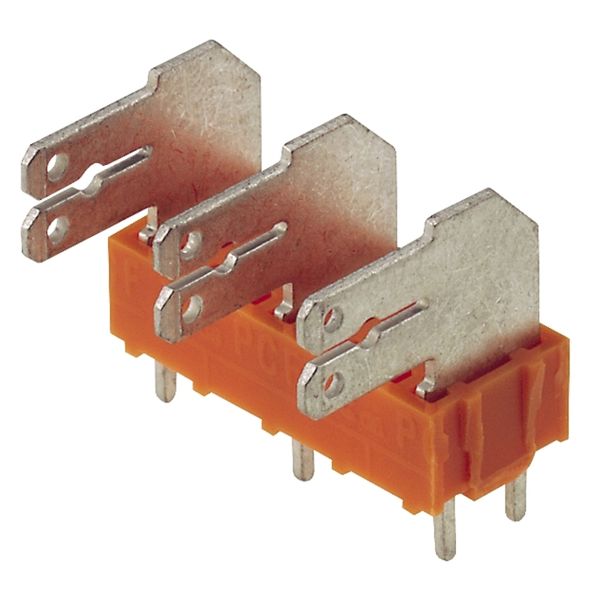 Printed circuit board terminals, 10.00 mm, Number of poles: 10, 90°, Solder pin length (l): 3.5 mm, tinned, orange, Flat-blade connection, Box image 2