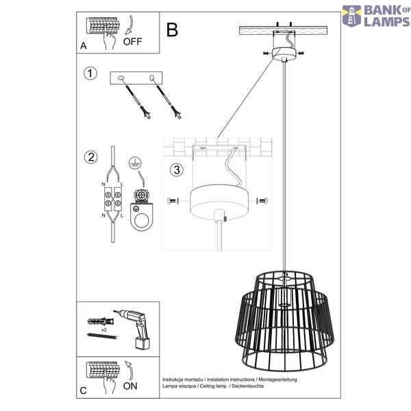 HANGING LAMP GATE BLACK E27 1X60W IP20 image 4