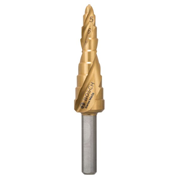 Step drill bit HSS-TiN 4 - 12 mm, 6,0 mm, 66,5 mm 1 pcs. image 1