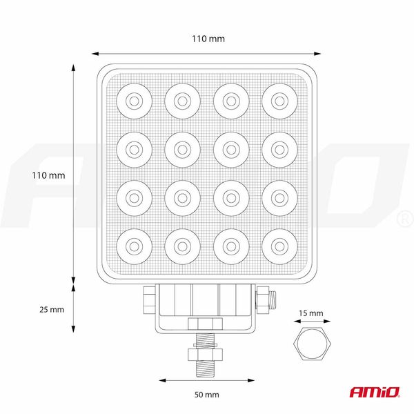 Working lamp AWL10 16LED FLOOD 9-36V image 1
