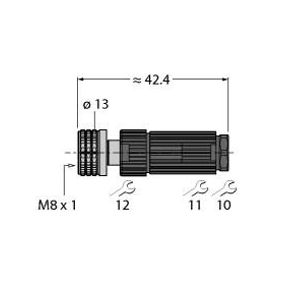 Field-Wireable Connector Female Connector M8 × 1/Ø 8 mm, Straight   H5141-0 image 2