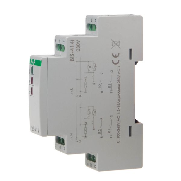 DIN rail bistable sequential relay with inrush relay 160A/20ms; BIS-414-LED image 1