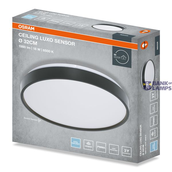 CEILING LUXO SEN 18W 865 IP20 BK OSRAM image 1
