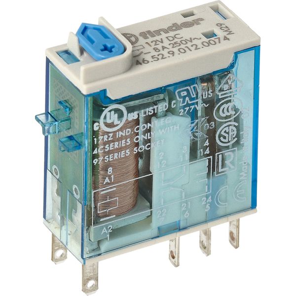 Mini.ind.relays 2CO 8A/12VDC/Agni/Test button/LED/Mech.ind. (46.52.9.012.0074) image 3