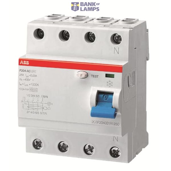 F204 A-25/0.3 CEBEC Residual Current Circuit Breaker 4P A type 300 mA image 2