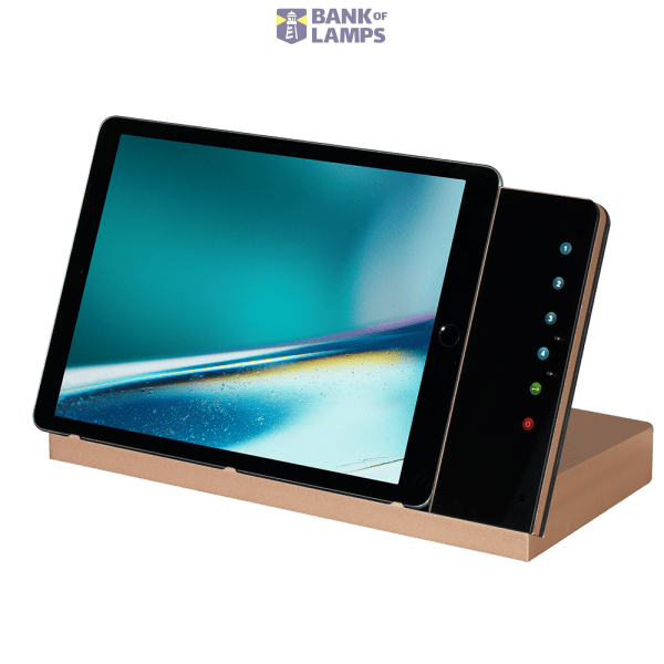 Table docking station with charging function, iPad locking and control function, housing apricot, glass cover black image 1