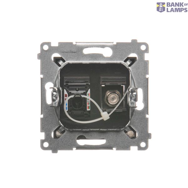 IP44 single socket outlets with Schuko earthing, with frame seal - transparent flap, module, 16A, quick connection, champagne matt image 1