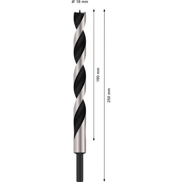 Machine wood drill bit, M-tip 18 x 250 mm, d 10 mm image 2