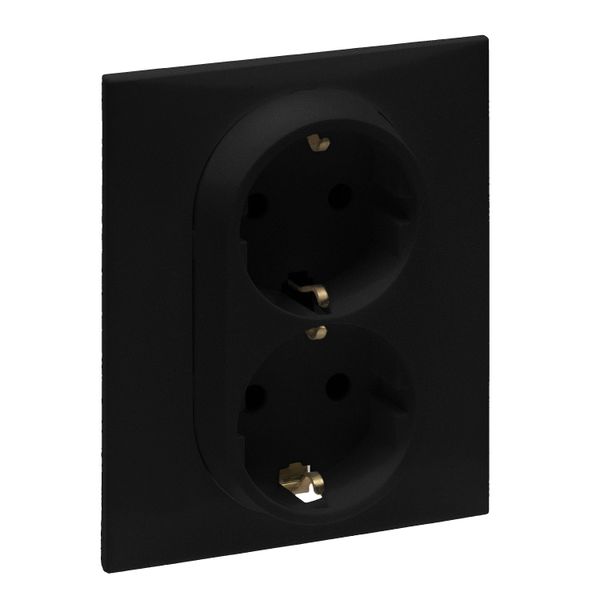 2X2P+E SCH SOCKET SHUTTERS, AUTO, BLACK image 1