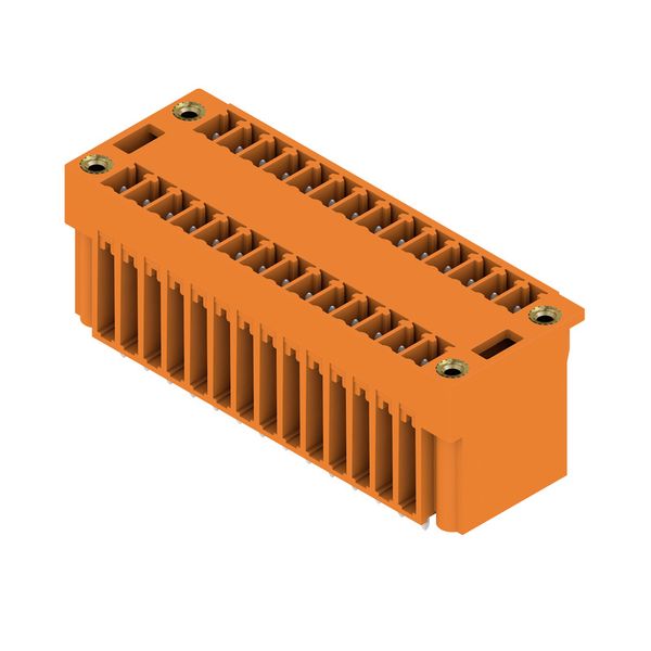 PCB plug-in connector, male header, Flange, THT solder connection, 3.81 mm, Number of poles: 28, 180°, Solder pin length (l): 3.2 mm, tinned, orange, Box image 2