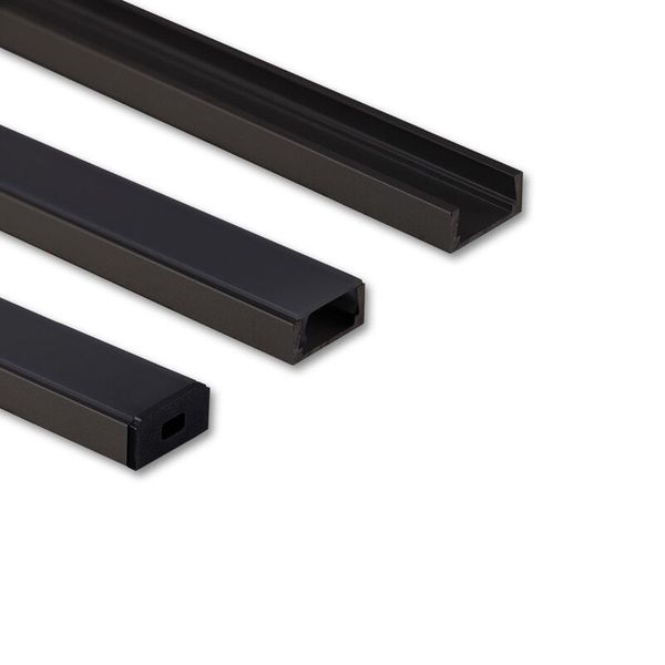 Attached aluminum profile PG2 16x8mm without diffuser black 2m image 1