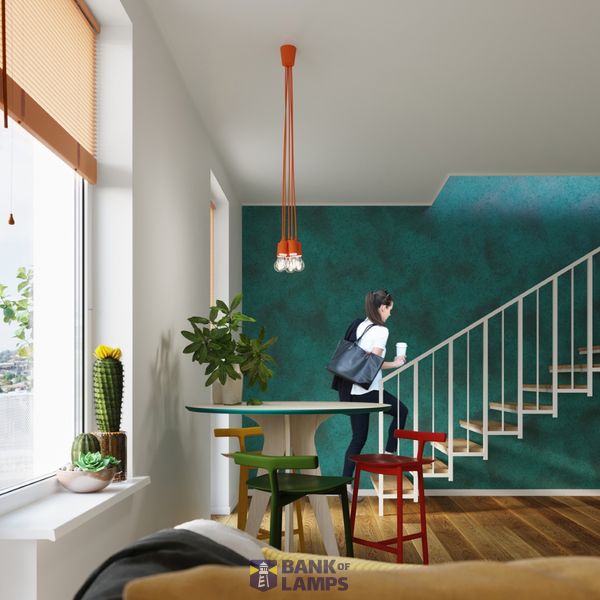 Hanging lamp DIEGO 5 orange E27 5x60W IP20 image 5