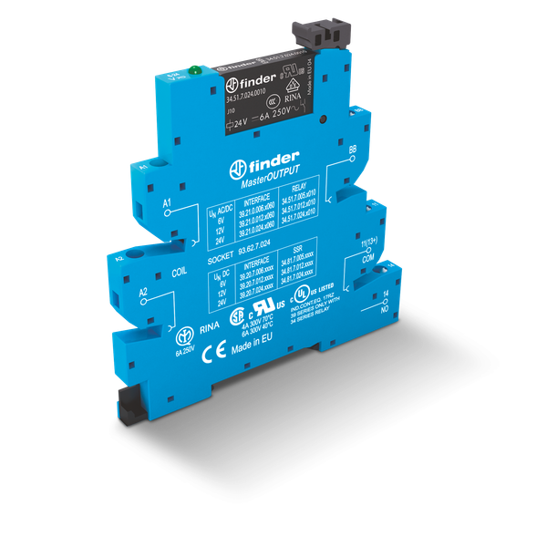 Rel. interface EMR MasterOUTPUT screwless 6,2mm.1CO 6A/24VUC, AgNi (39.21.0.024.0060) image 1