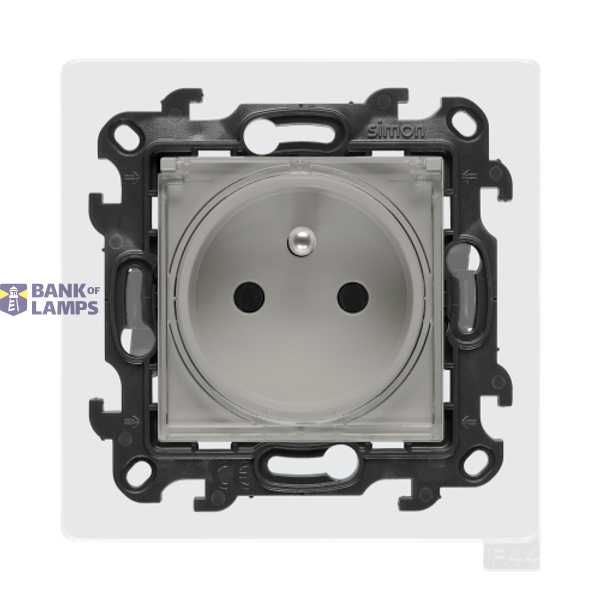 SOON ON SALE, single socket outlet with earthing for IP44 version with frame seal, without shutters, (module), Simon 24, IP44, 16A, cashmere image 1
