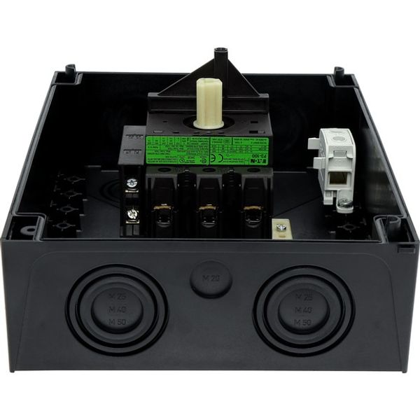 P3-100/I5/SVB/HI11 Main switch, P3, 100 A, surface mounting, 3 pole, 1 N/O, 1 N/C, Emergency switching off function, With red rotary handle and yellow locking ring, Lock image 5
