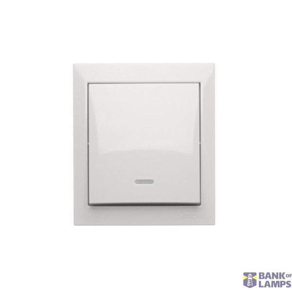 Splash-proof intermediate switch with indicator light without pictogram, 10AX, white image 1