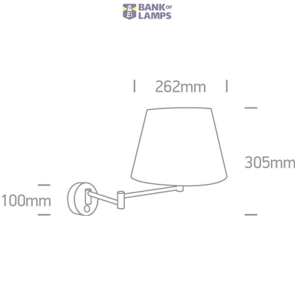 BRUSHED CHROME WALL LIGHT 12W E27 WHITE SHADE image 2