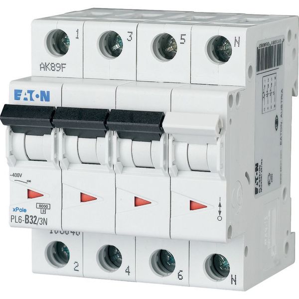 PL6-C32/3N Miniature circuit breaker (MCB), 32 A, 3p+N, characteristic: C image 1