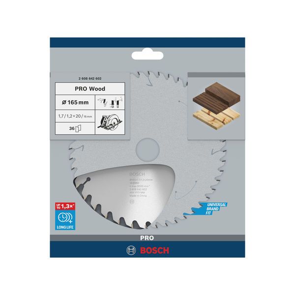 Optiline Wood circular saw blade 165 x 20/16 x 1,7 mm, 36 image 1