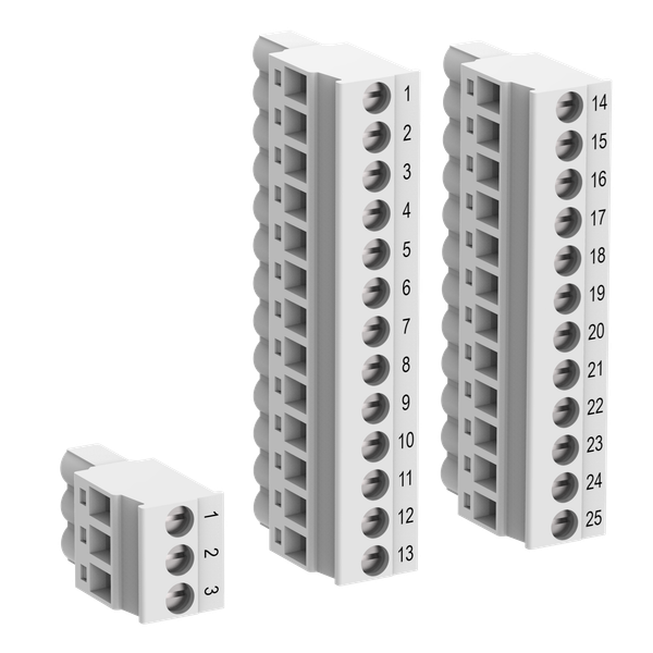 Terminal block set. for PM503x, PM505x and PM507x. Screw front / cable  side. 1 Power supply, 2 I/O connectors (TA5212-TSCL) image 1