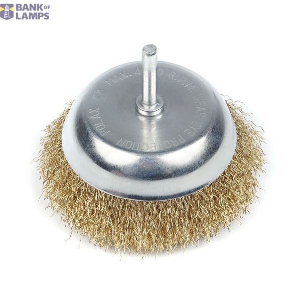 Cup brush for drill  1/4",100mm (crimped wire) image 1