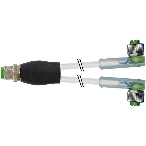 Y-Distributor M12 male / M12 female 90° A-cod. LED PVC 3x0.34 gy  2m image 1
