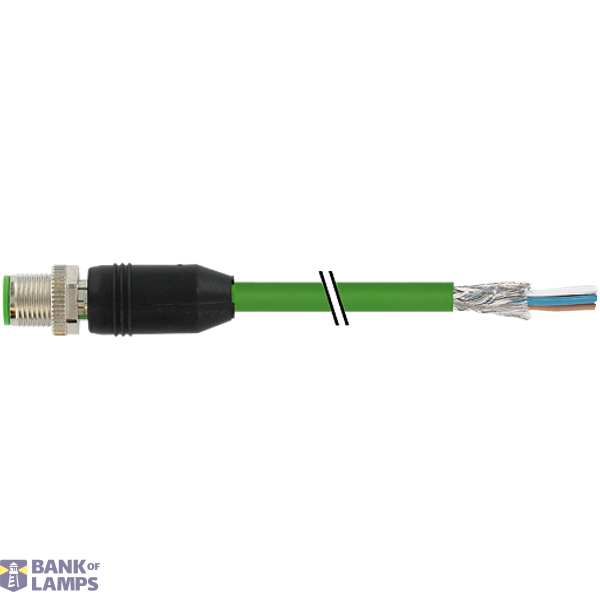 M12 male 0° D-cod. with cable shielded PUR 1x4xAWG22 gn 18,8m image 1