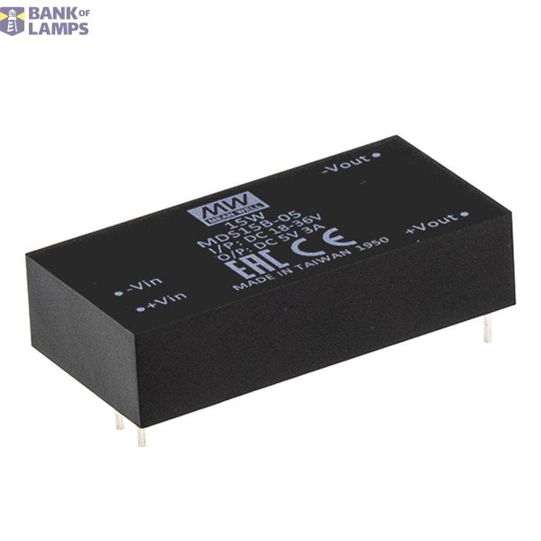 Mean Well MDS15B-15 DC/DC converter 24 V 15 V 1 A 15 W Number of outputs: 1 x Contents 1 piece. image 1