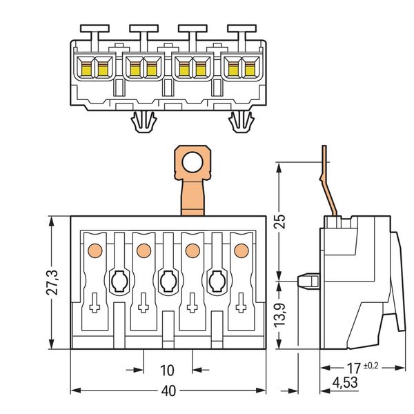 Lighting connector push-button, external with screw-type ground contac image 5