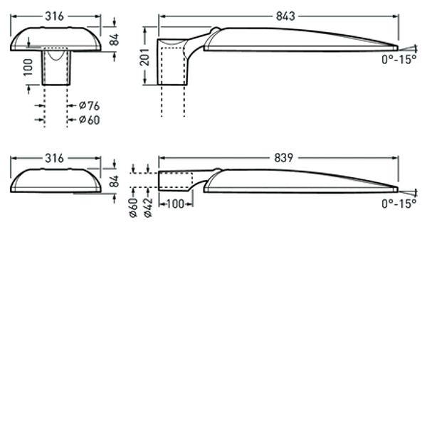 Post-top luminaires Jovie 70 CLO (normal) Lens Anthracite rectangular ET 65W 8200lm 70 asymmetric wide (AB7L) IP66 IK09 5 SDCM 9002209187 image 1