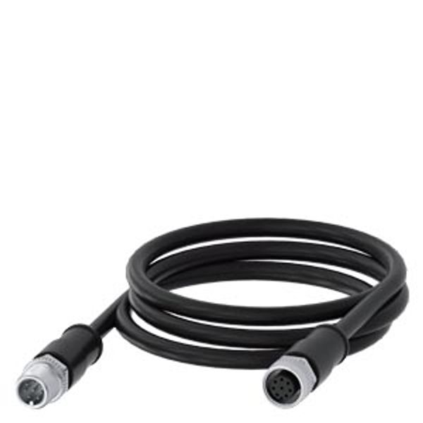 Connecting cable, 1 m, M12 socket 8-pole + M12 connector 8-pole image 1
