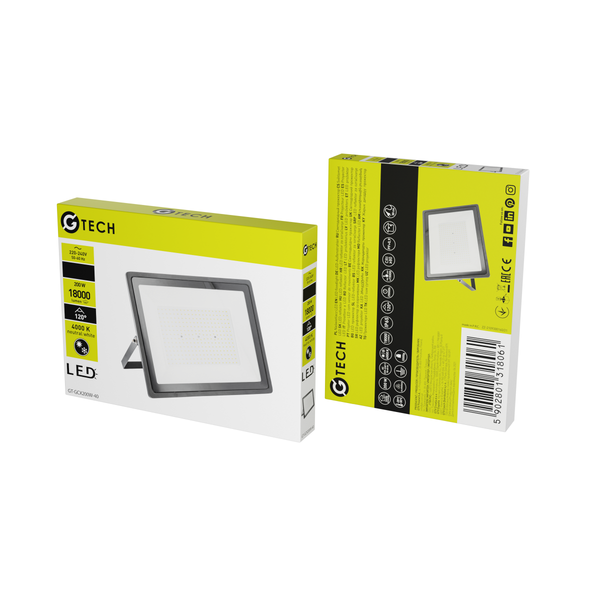 G-TECH LED Floodlight, 200 W, 18000 lm, 4000K, AC220-240V, IP65, 120°, black image 3