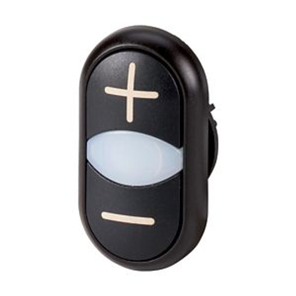 M22S-DDL-S-X4/X5 Double actuator pushbutton, RMQ-Titan, Actuators and indicator lights non-flush, momentary, White lens, black, black, inscribed, Bezel: black image 2