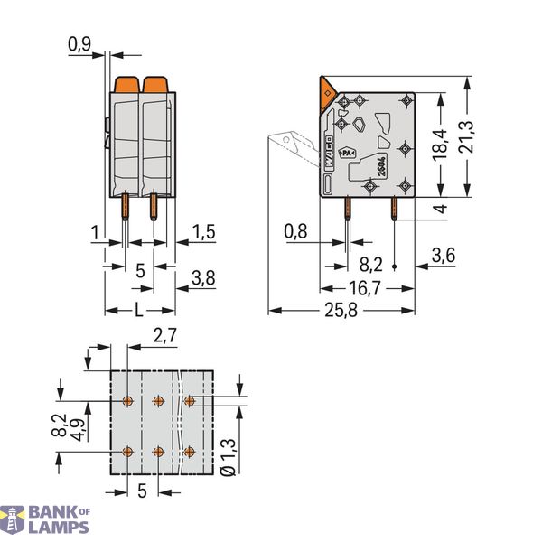 PCB terminal block lever 4 mm² gray image 3