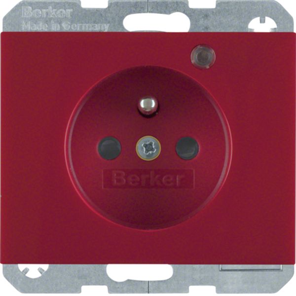 Front 2P+PE socket with LED, K.1 red, glossy image 1