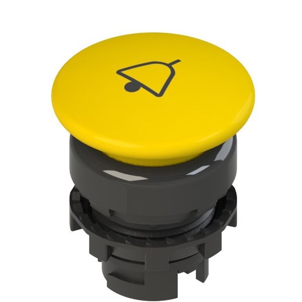 Spring-return yellow mushroom pushbutton with marking image 1