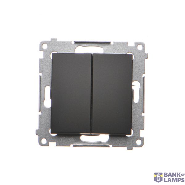 Two gang switch, (module), 16AX, Screw, black matt image 1