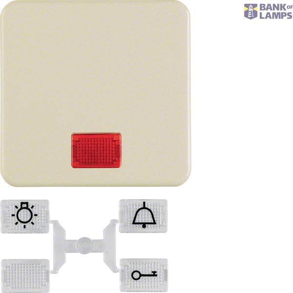 Rocker with lens, IP44 flush mount, white image 1