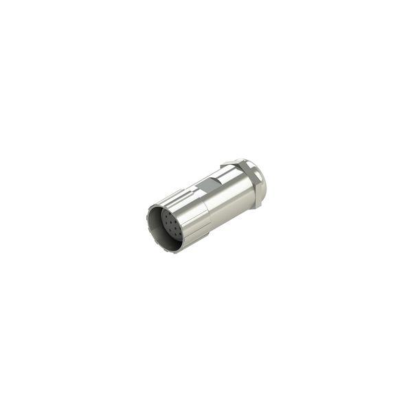 M23 straight metallic female connector, 12 poles, without cable, solder connection image 1