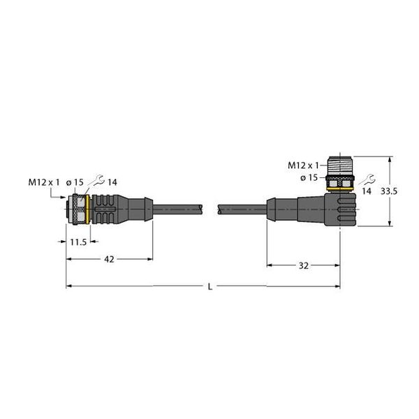Actuator and Sensor Cable, PUR Extension Cable   RKC4.5T-2-WSC4.5T/TXL image 2