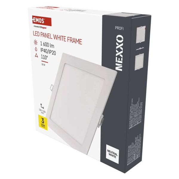 LED recessed luminaire NEXXO, square, white, 18W, neutral white image 1