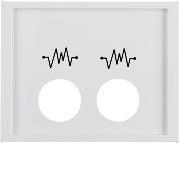 Central part with two holes for connectors with print, Berker K.1, white, gloss image 1