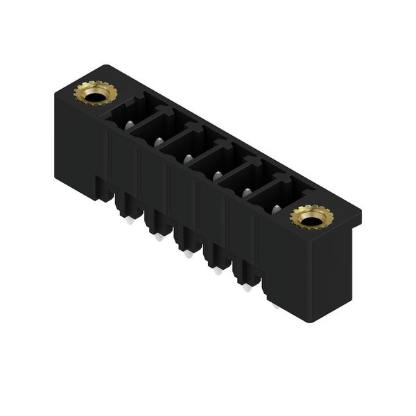 PCB plug-in connector, male header, Flange, THT solder connection, 3.81 mm, Number of poles: 6, 180°, Solder pin length (l): 3.2 mm, tinned, black, Box image 4