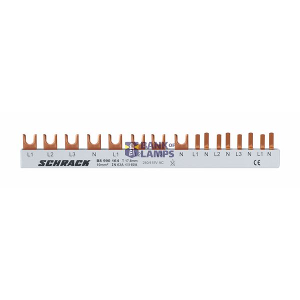 Busbar, 1xRCCB 4-pole, 1 MCB 4-pole, 4 MCB 1+N/1 MW, 12MW image 1